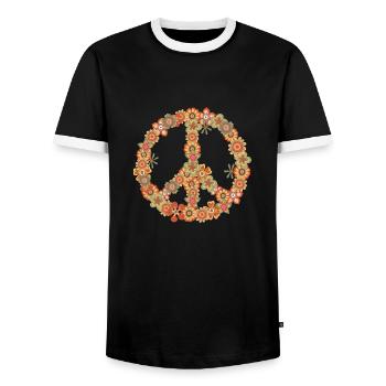 Hippy - Men's Ringer Shirt - black/white - Front - AI Model Female 172 light (172cm) & AI Model Male 178 light (178cm)