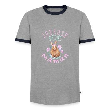 Fête des mères - T-shirt contrasté Homme - gris/marine  - Devant - AI Model Female 172 light (172cm) & AI Model Male 178 light (178cm)