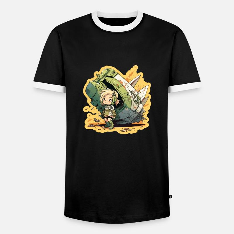 Süßes Mädchen, Pilot und Raumschiff - Männer Kontrast-T-Shirt - Schwarz/Weiß