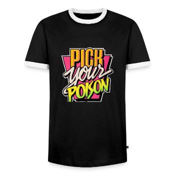 Pick Your Poison - Men's Ringer Shirt - black/white - Front - AI Model Female 172 light (172cm) & AI Model Male 178 light (178cm)
