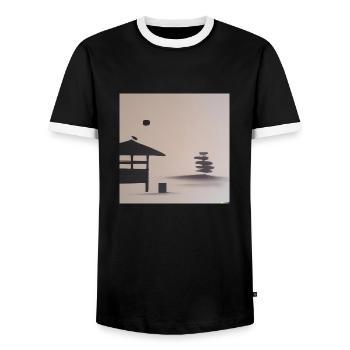 Minimal Japanese Culture - Männer Kontrast-T-Shirt - Schwarz/Weiß - Vorne - AI Model Female 172 light (172cm) & AI Model Male 178 light (178cm)
