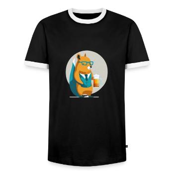 Lustiges Eichhörnchen mit Bier, und Brille - Männer Kontrast-T-Shirt - Schwarz/Weiß - Vorne - AI Model Female 172 light (172cm) & AI Model Male 178 light (178cm)