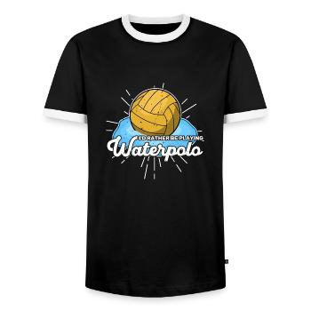 Wassersport Wasserball Wasserballer Team Sportart - Männer Kontrast-T-Shirt - Schwarz/Weiß - Vorne - AI Model Female 172 light (172cm) & AI Model Male 178 light (178cm)