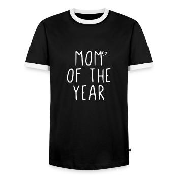 Mom of the year - Männer Kontrast-T-Shirt - Schwarz/Weiß - Vorne - AI Model Female 172 light (172cm) & AI Model Male 178 light (178cm)