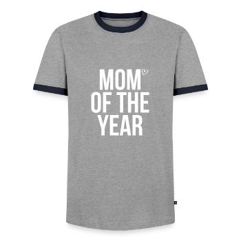Mom of the year - Men's Ringer Shirt - grey/navy  - Front - AI Model Female 172 light (172cm) & AI Model Male 178 light (178cm)