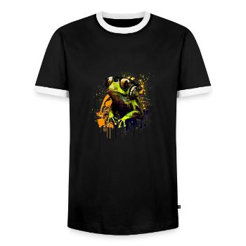 Cool frog with sunglasses and headphones - Men's Ringer Shirt - black/white - Front - AI Model Female 172 light (172cm) & AI Model Male 178 light (178cm)