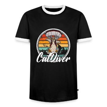 Freefly Catdiver Skydiving Skydiver paraglider - Männer Kontrast-T-Shirt - Schwarz/Weiß - Vorne - AI Model Female 172 light (172cm) & AI Model Male 178 light (178cm)