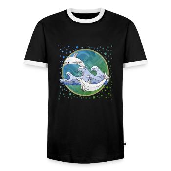 Delphine - Männer Kontrast-T-Shirt - Schwarz/Weiß - Vorne - AI Model Female 172 light (172cm) & AI Model Male 178 light (178cm)