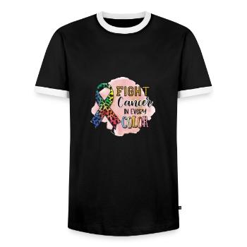 Combattez le cancer de toutes les couleurs - T-shirt contrasté Homme - noir/blanc - Devant - AI Model Female 172 light (172cm) & AI Model Male 178 light (178cm)