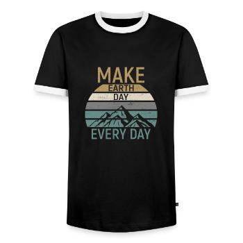 Make Earth Day every Day - Männer Kontrast-T-Shirt - Schwarz/Weiß - Vorne - AI Model Female 172 light (172cm) & AI Model Male 178 light (178cm)