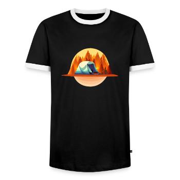 Camping Caravane Camping-car Gift Camp Tentes - T-shirt contrasté Homme - noir/blanc - Devant - AI Model Female 172 light (172cm) & AI Model Male 178 light (178cm)