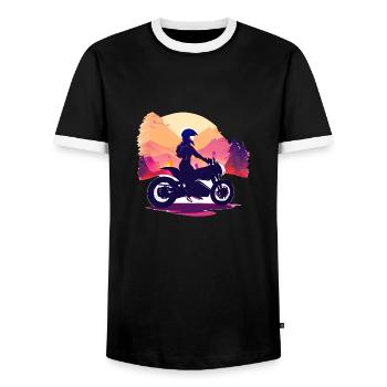 Motorcycle Motorcross Motorbike Fan Motorcyclists - Men's Ringer Shirt - black/white - Front - AI Model Female 172 light (172cm) & AI Model Male 178 light (178cm)
