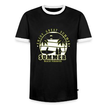 Neon Anime Retro Vintage Cool Pink NGE - Männer Kontrast-T-Shirt - Schwarz/Weiß - Vorne - AI Model Female 172 light (172cm) & AI Model Male 178 light (178cm)