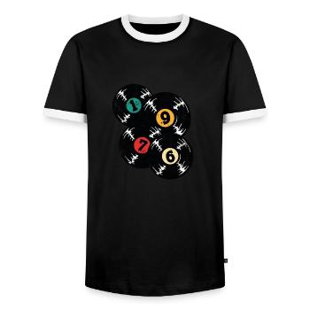 Vintage 1976 - Männer Kontrast-T-Shirt - Schwarz/Weiß - Vorne - AI Model Female 172 light (172cm) & AI Model Male 178 light (178cm)