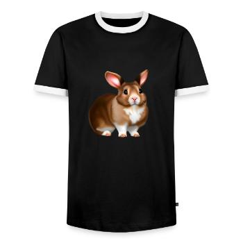 For Easter a sweet bunny motif - Men's Ringer Shirt - black/white - Front - AI Model Female 172 light (172cm) & AI Model Male 178 light (178cm)