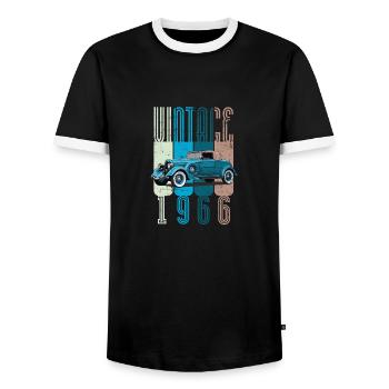 Vintage 1966 - Männer Kontrast-T-Shirt - Schwarz/Weiß - Vorne - AI Model Female 172 light (172cm) & AI Model Male 178 light (178cm)