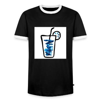 Buvez du bleu - T-shirt contrasté Homme - noir/blanc - Devant - AI Model Female 172 light (172cm) & AI Model Male 178 light (178cm)
