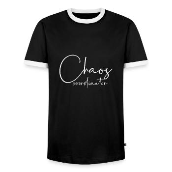 Chaos coordinator - Men's Ringer Shirt - black/white - Front - AI Model Female 172 light (172cm) & AI Model Male 178 light (178cm)