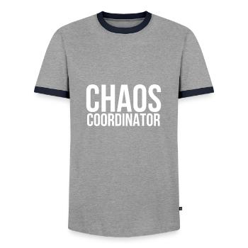 Coordinateur du chaos - T-shirt contrasté Homme - gris/marine  - Devant - AI Model Female 172 light (172cm) & AI Model Male 178 light (178cm)