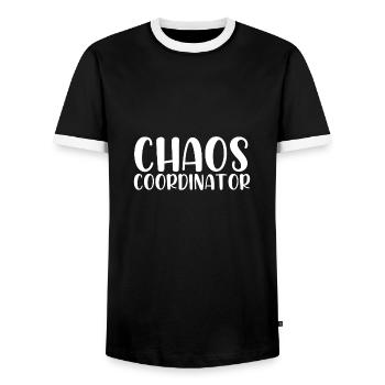Chaos coordinator - Men's Ringer Shirt - black/white - Front - AI Model Female 172 light (172cm) & AI Model Male 178 light (178cm)