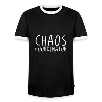 Chaos coordinator - Men's Ringer Shirt - black/white - Front - AI Model Female 172 light (172cm) & AI Model Male 178 light (178cm)