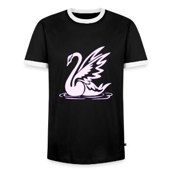 Tattoo element vector tattoo Body art swan - Men's Ringer Shirt - black/white - Front - AI Model Female 172 light (172cm) & AI Model Male 178 light (178cm)