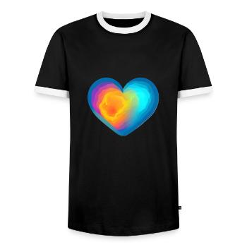 Fête des mères Saint-Valentin Mariage Fiançailles Amour - T-shirt contrasté Homme - noir/blanc - Devant - AI Model Female 172 light (172cm) & AI Model Male 178 light (178cm)