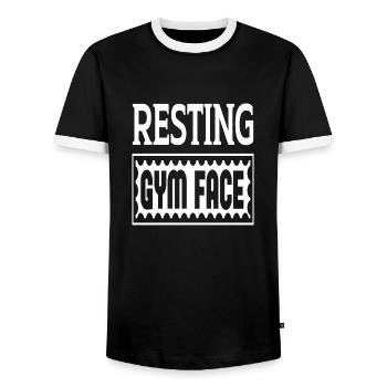 Resting Gym Face - Männer Kontrast-T-Shirt - Schwarz/Weiß - Vorne - AI Model Female 172 light (172cm) & AI Model Male 178 light (178cm)
