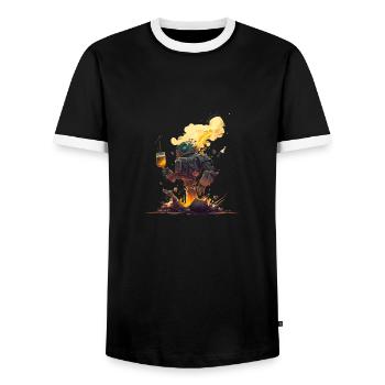 Robot cool qui aime boire de la bière artisanale - T-shirt contrasté Homme - noir/blanc - Devant - AI Model Female 172 light (172cm) & AI Model Male 178 light (178cm)