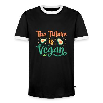 L'avenir est végétalien - T-shirt contrasté Homme - noir/blanc - Devant - AI Model Female 172 light (172cm) & AI Model Male 178 light (178cm)