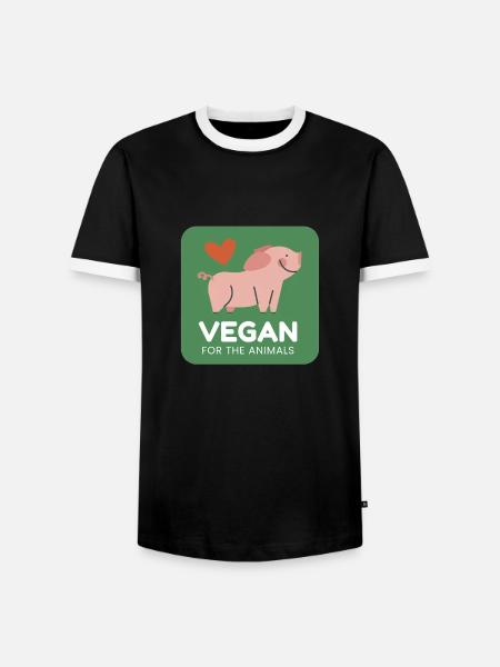 Vegan for animals - Men's Ringer Shirt - black/white