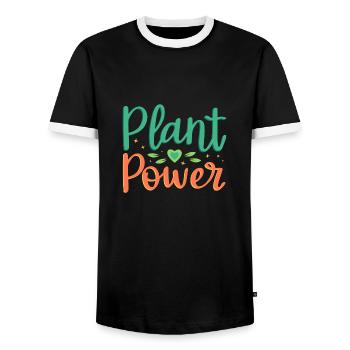 Power of plants - Men's Ringer Shirt - black/white - Front - AI Model Female 172 light (172cm) & AI Model Male 178 light (178cm)