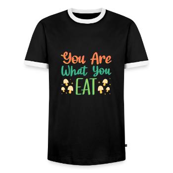 vous êtes ce que vous mangez végétalien - T-shirt contrasté Homme - noir/blanc - Devant - AI Model Female 172 light (172cm) & AI Model Male 178 light (178cm)