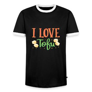 Ich liebe Tofu - Männer Kontrast-T-Shirt - Schwarz/Weiß - Vorne - AI Model Female 172 light (172cm) & AI Model Male 178 light (178cm)