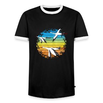 Störche - Männer Kontrast-T-Shirt - Schwarz/Weiß - Vorne - AI Model Female 172 light (172cm) & AI Model Male 178 light (178cm)