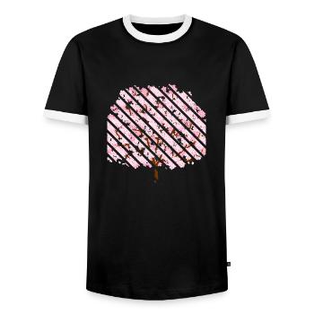 Fleurs de cerisier au printemps - T-shirt contrasté Homme - noir/blanc - Devant - AI Model Female 172 light (172cm) & AI Model Male 178 light (178cm)