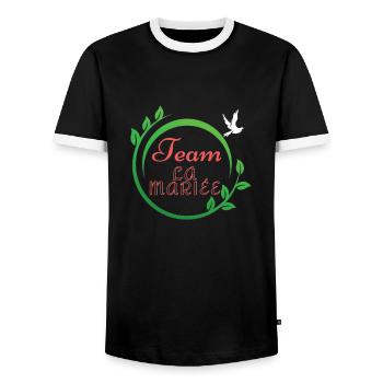 Team La Mariée - Affichez votre soutien avec style - T-shirt contrasté Homme - noir/blanc - Devant - AI Model Female 172 light (172cm) & AI Model Male 178 light (178cm)
