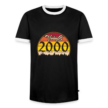 Millésime 2000 - T-shirt contrasté Homme - noir/blanc - Devant - AI Model Female 172 light (172cm) & AI Model Male 178 light (178cm)