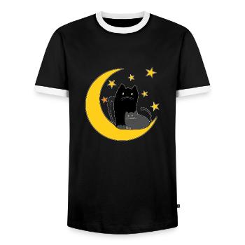Katzen - Männer Kontrast-T-Shirt - Schwarz/Weiß - Vorne - AI Model Female 172 light (172cm) & AI Model Male 178 light (178cm)