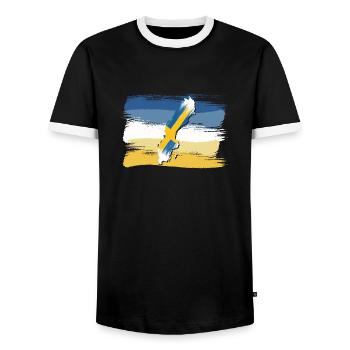 Sweden Country Outline Flag Holiday Gift - Men's Ringer Shirt - black/white - Front - AI Model Female 172 light (172cm) & AI Model Male 178 light (178cm)