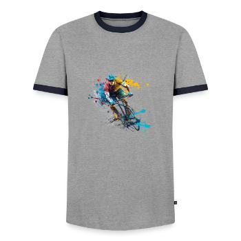 Cyclist - Men's Ringer Shirt - grey/navy  - Front - AI Model Female 172 light (172cm) & AI Model Male 178 light (178cm)