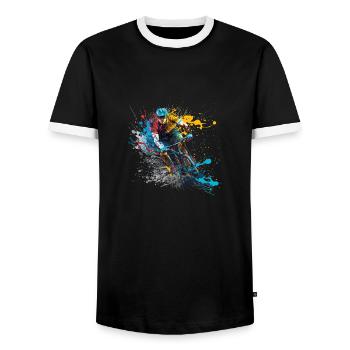 Cyclist - Men's Ringer Shirt - black/white - Front - AI Model Female 172 light (172cm) & AI Model Male 178 light (178cm)