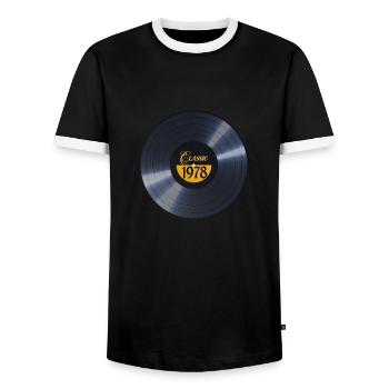 Millésime 1978 - T-shirt contrasté Homme - noir/blanc - Devant - AI Model Female 172 light (172cm) & AI Model Male 178 light (178cm)