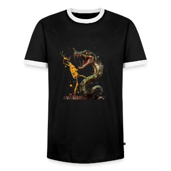 Gefährlich coole Schlange mit Bier - Männer Kontrast-T-Shirt - Schwarz/Weiß - Vorne - AI Model Female 172 light (172cm) & AI Model Male 178 light (178cm)