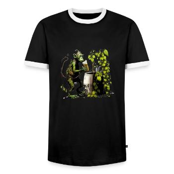 Cooler Hobbybrauer, der lustige Schimpanse - Männer Kontrast-T-Shirt - Schwarz/Weiß - Vorne - AI Model Female 172 light (172cm) & AI Model Male 178 light (178cm)