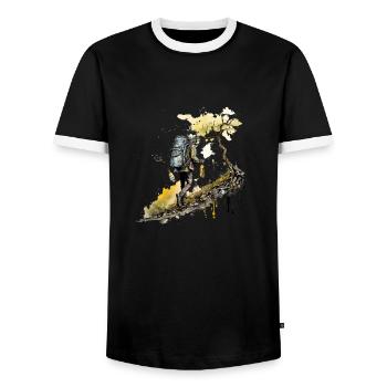 Beer hike in the mountains - Men's Ringer Shirt - black/white - Front - AI Model Female 172 light (172cm) & AI Model Male 178 light (178cm)