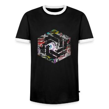 Hexagon-Programmierung Programmierer Codierung geometrisch - Männer Kontrast-T-Shirt - Schwarz/Weiß - Vorne - AI Model Female 172 light (172cm) & AI Model Male 178 light (178cm)