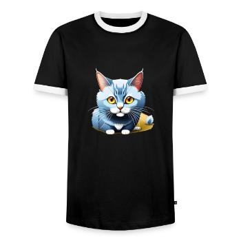 Blue Kitten - Men's Ringer Shirt - black/white - Front - AI Model Female 172 light (172cm) & AI Model Male 178 light (178cm)