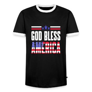 God Bless America - Männer Kontrast-T-Shirt - Schwarz/Weiß - Vorne - AI Model Female 172 light (172cm) & AI Model Male 178 light (178cm)