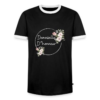 Demoiselle d'honneur - T-shirt contrasté Homme - noir/blanc - Devant - AI Model Female 172 light (172cm) & AI Model Male 178 light (178cm)